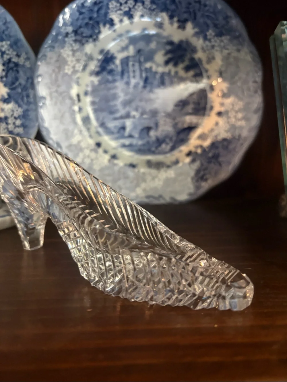 Clear Textured Glass slipper Irish crystal